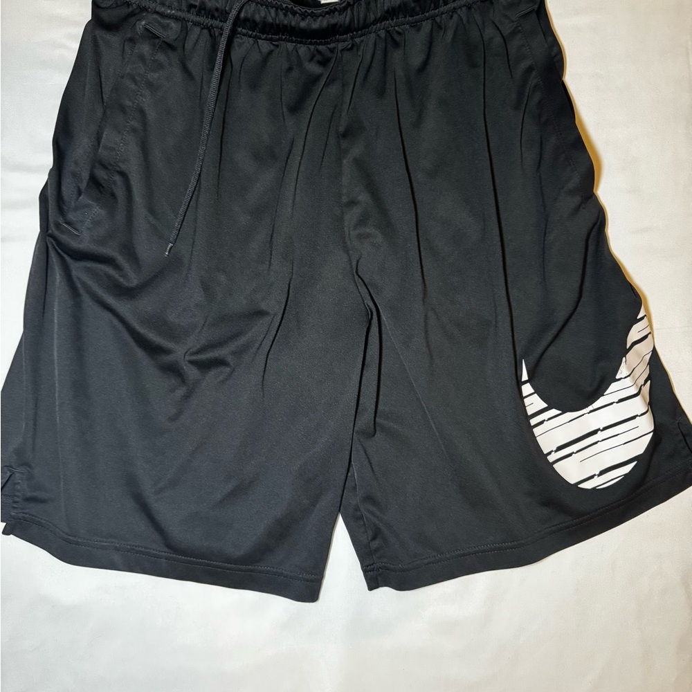 Nike Black Men's Athletic Shorts with White Logo